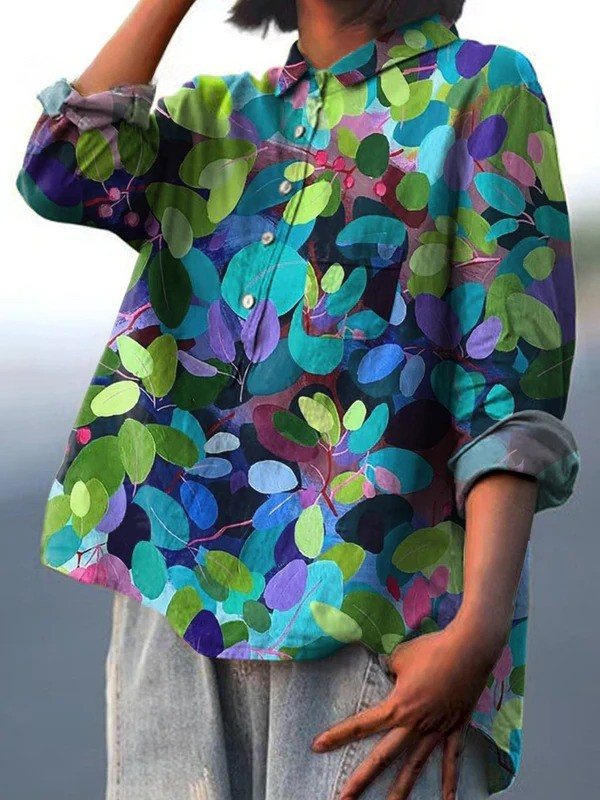 Summer Forest Art Printed Women's Casual Shirt