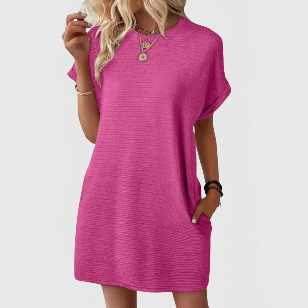 EVASHA™ – Casual Minimalist Round Neck Summer Dress