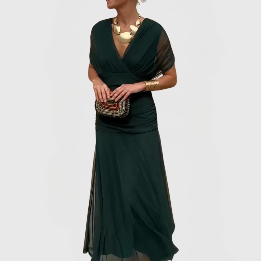 Elegant V-neck Fantasy Party Maxi Dress