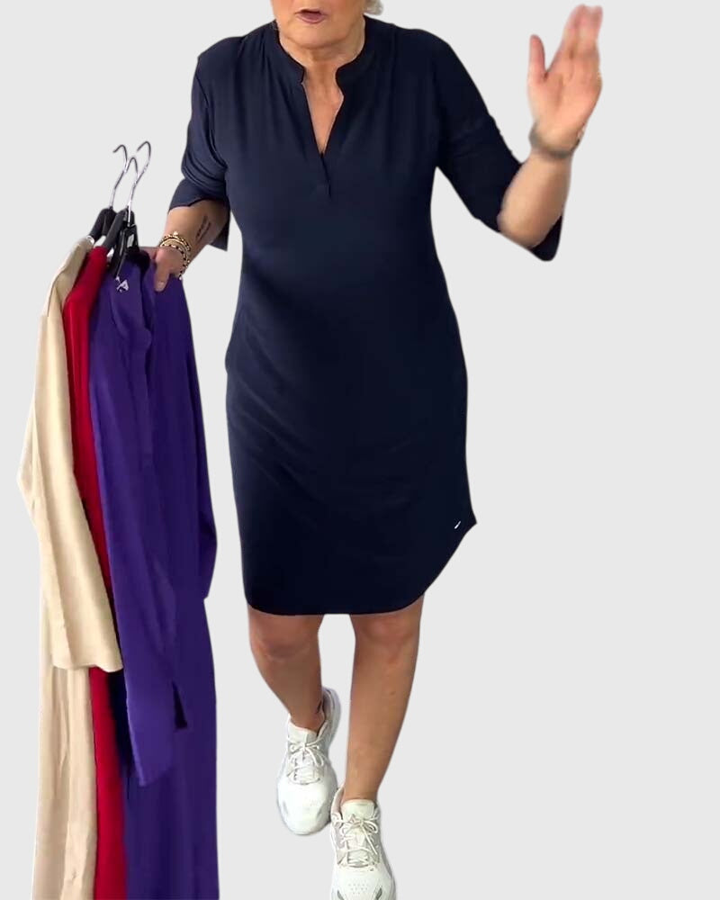 Ellington | Solid V-Neck Dress