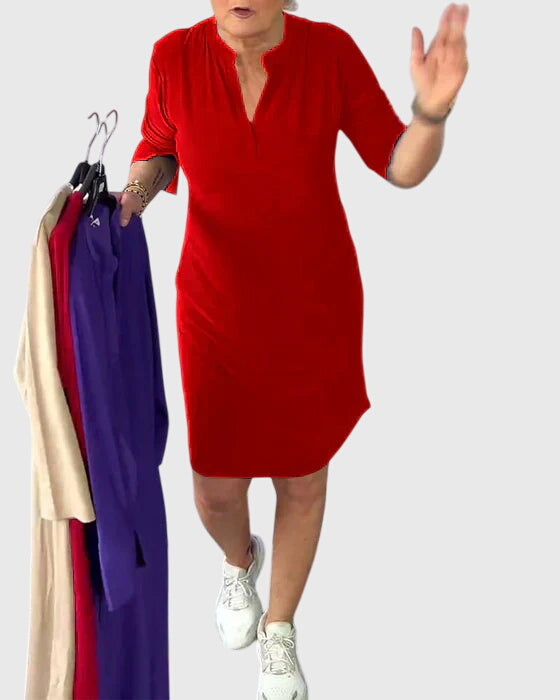 Ellington | Solid V-Neck Dress