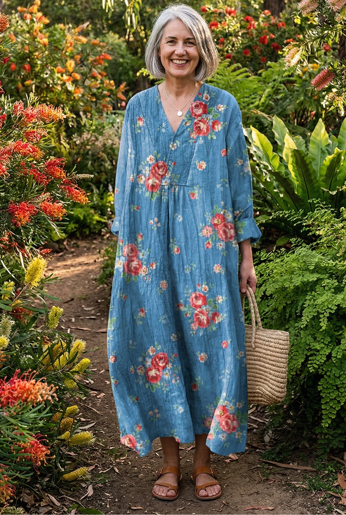 The Vintage Lovely Floral Midi Dress