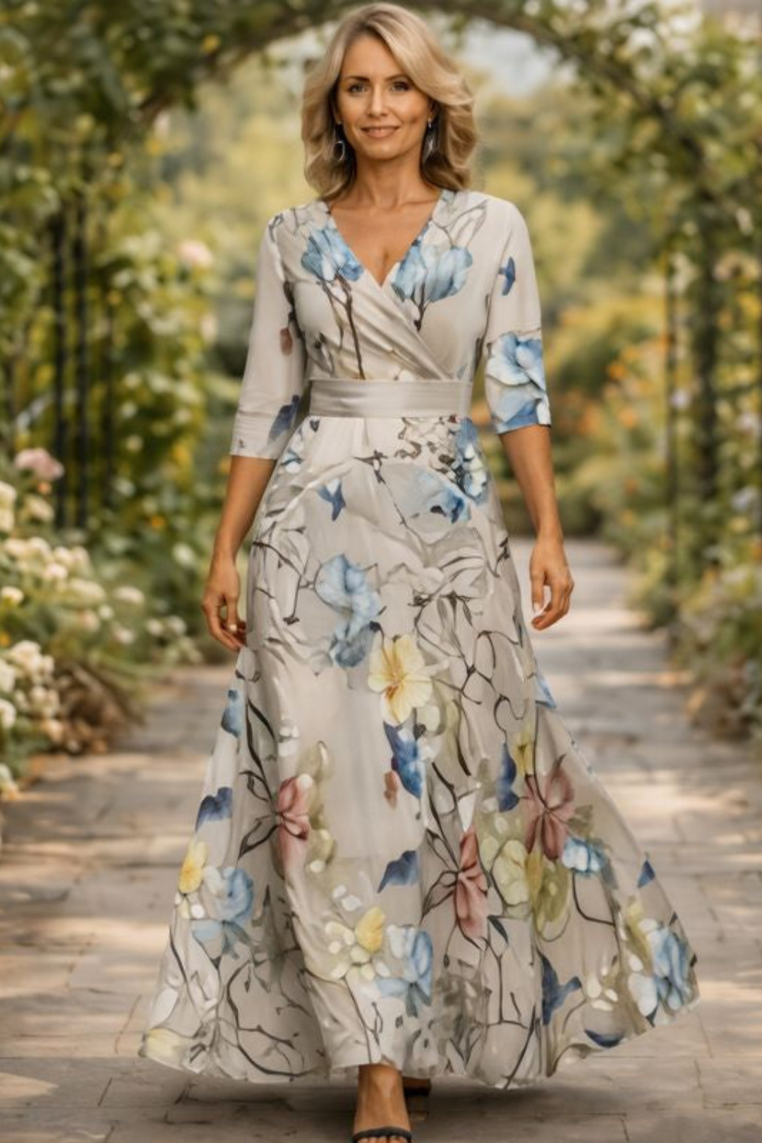 Lillian | Wrap-Style Flowing Maxi Dress