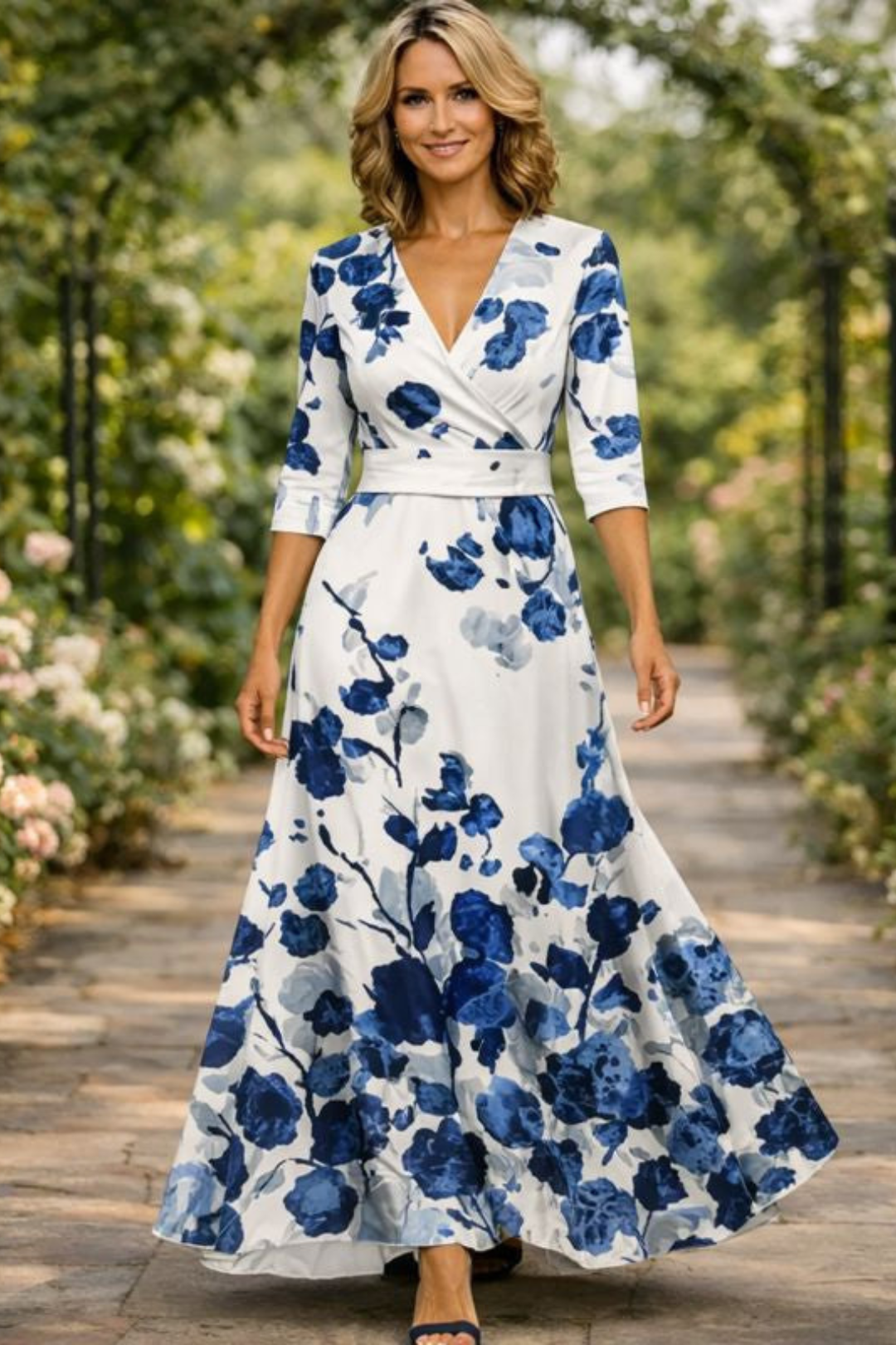 Lillian | Wrap-Style Flowing Maxi Dress