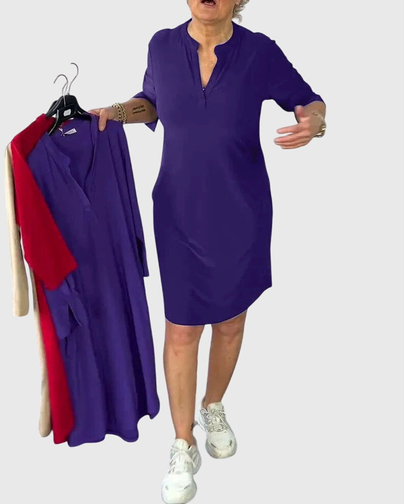 Ellington | Solid V-Neck Dress