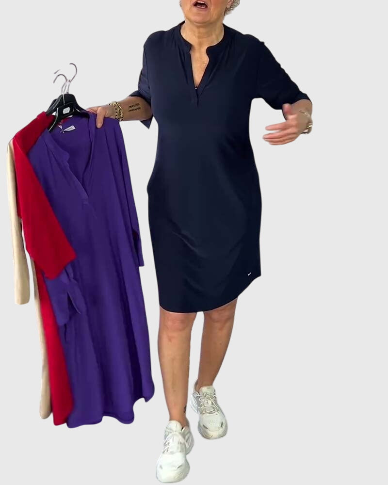 Ellington | Solid V-Neck Dress
