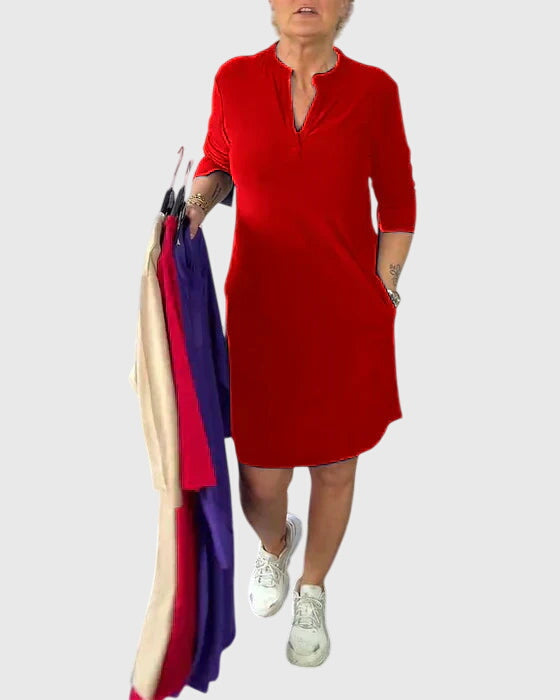 Ellington | Solid V-Neck Dress