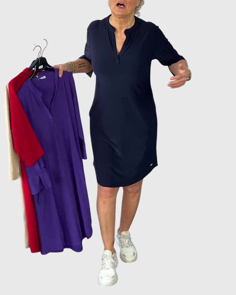 Ellington | Solid V-Neck Dress