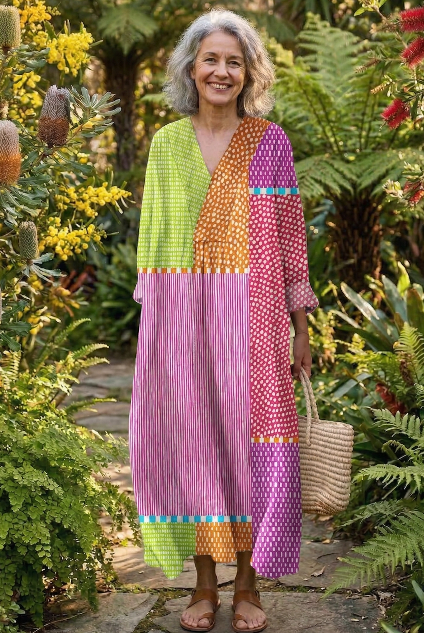The Vintage Geometric Midi Dress