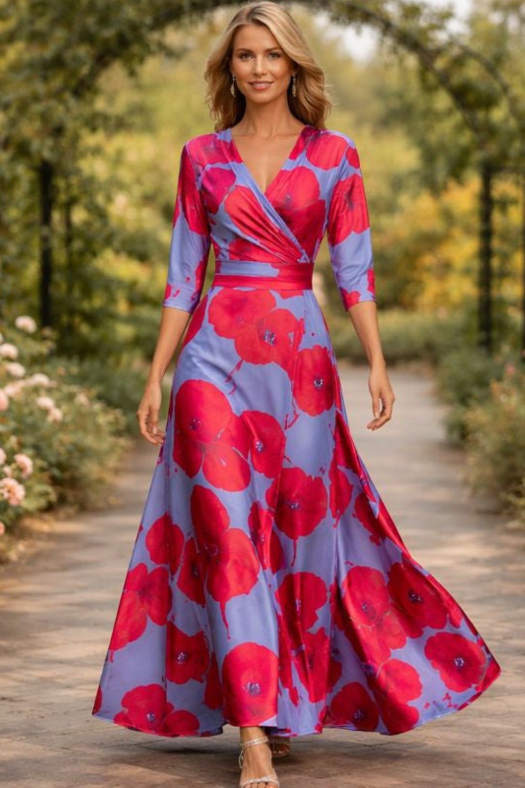 Lillian | Wrap-Style Flowing Maxi Dress