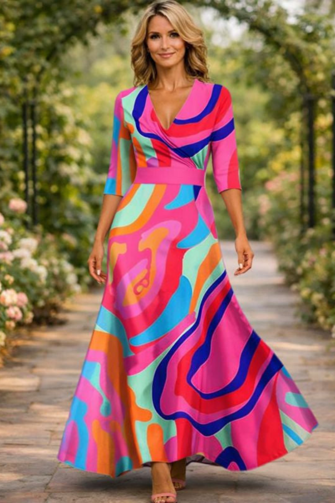 Lillian | Wrap-Style Flowing Maxi Dress