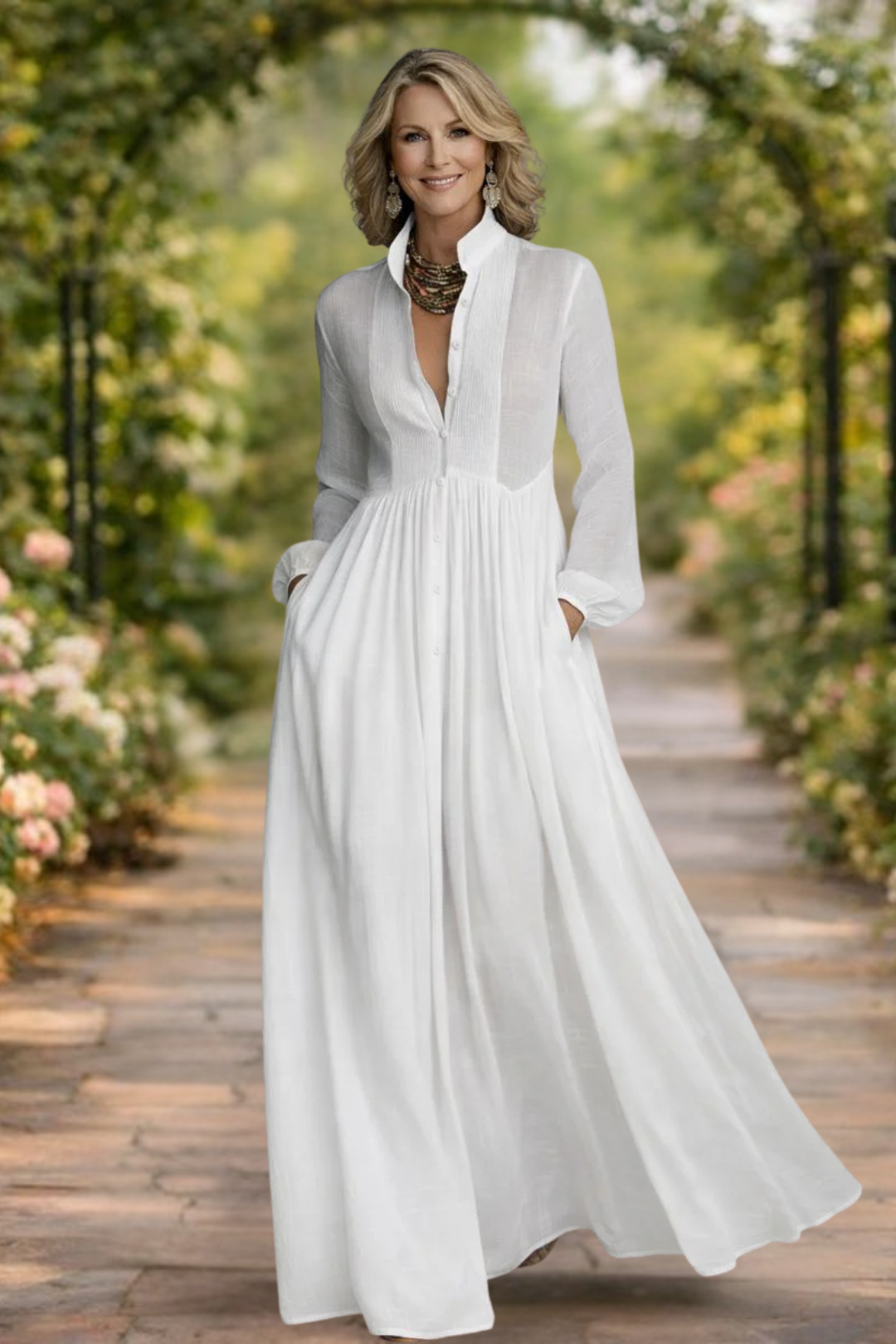 Serena | Flowing Button-Front Maxi Dress