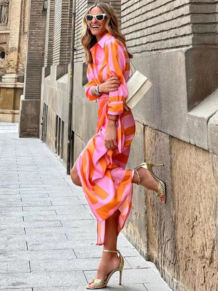 Cecilia™ Elegant Striped Dress
